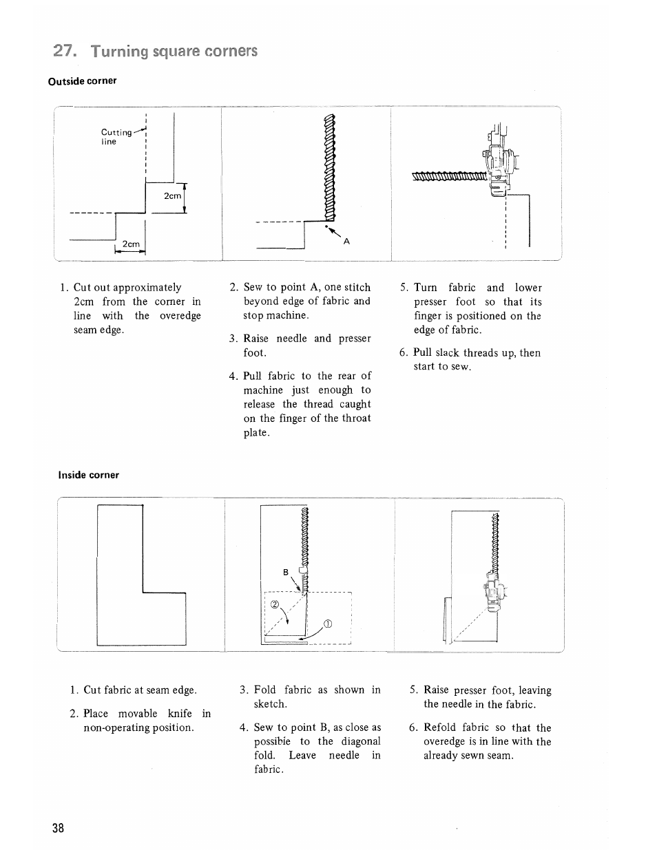 Turning square corners | SINGER 14U285B User Manual | Page 40 / 48