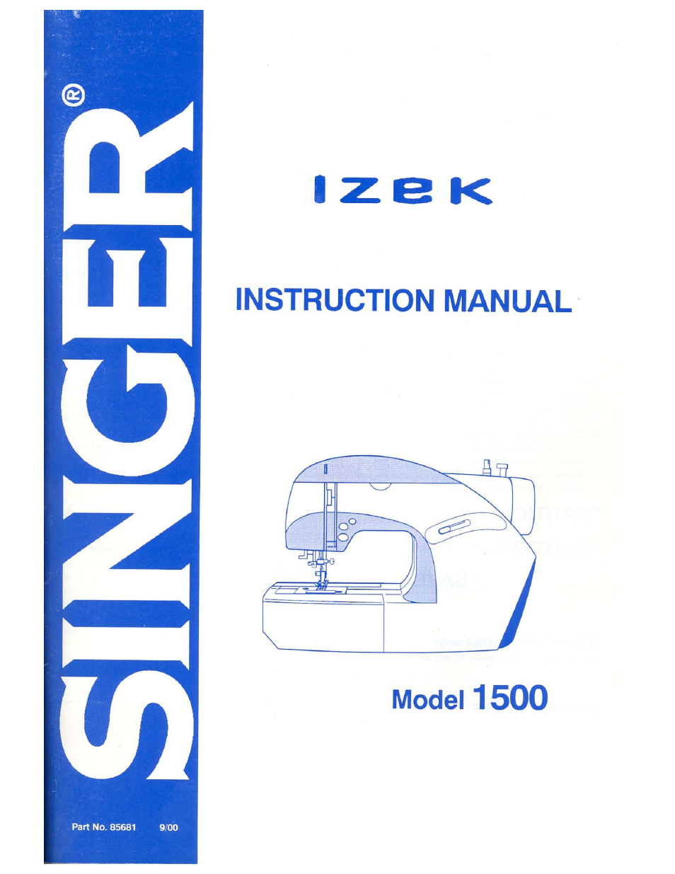 SINGER 1500 Izek User Manual | 70 pages