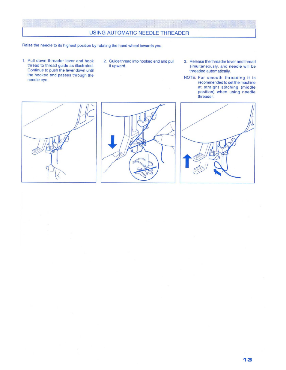 Using automatic needle threader | SINGER 1500 Izek User Manual | Page 15 / 70