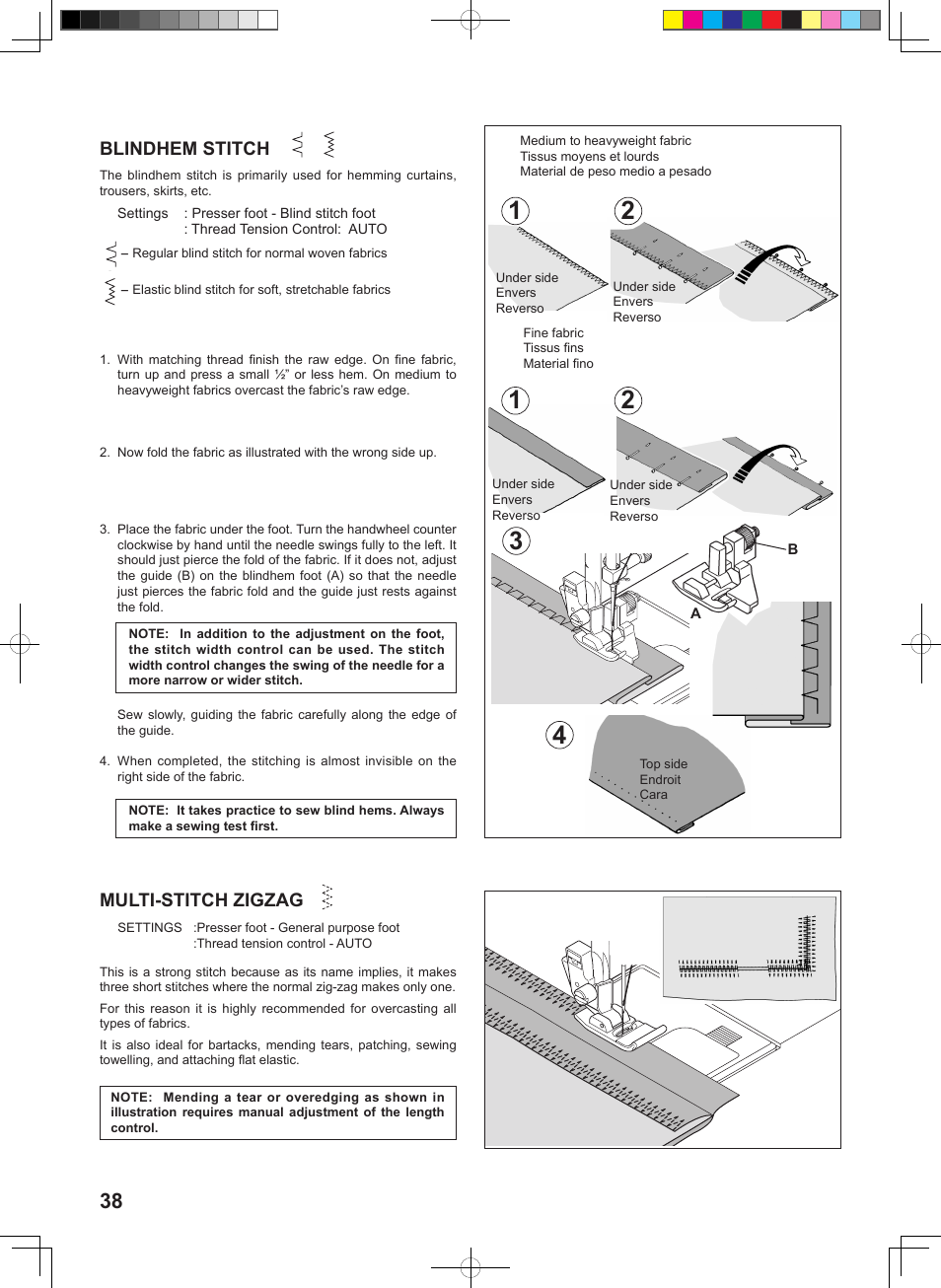 Blindhem stitch, Multi-stitch zigzag | SINGER 160 User Manual | Page 40 / 60