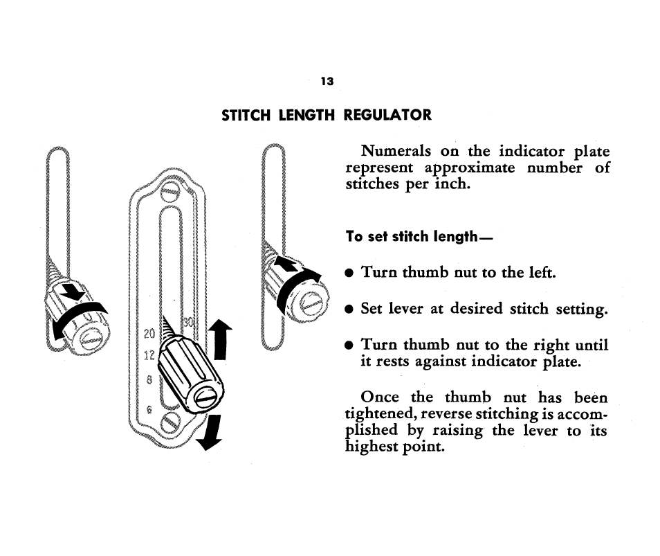 Stitch length regulator, To set stitch length | SINGER 221K Featherweight User Manual | Page 15 / 56