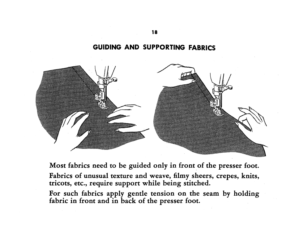 Guiding and supporting fabrics | SINGER 221K Featherweight User Manual | Page 20 / 56