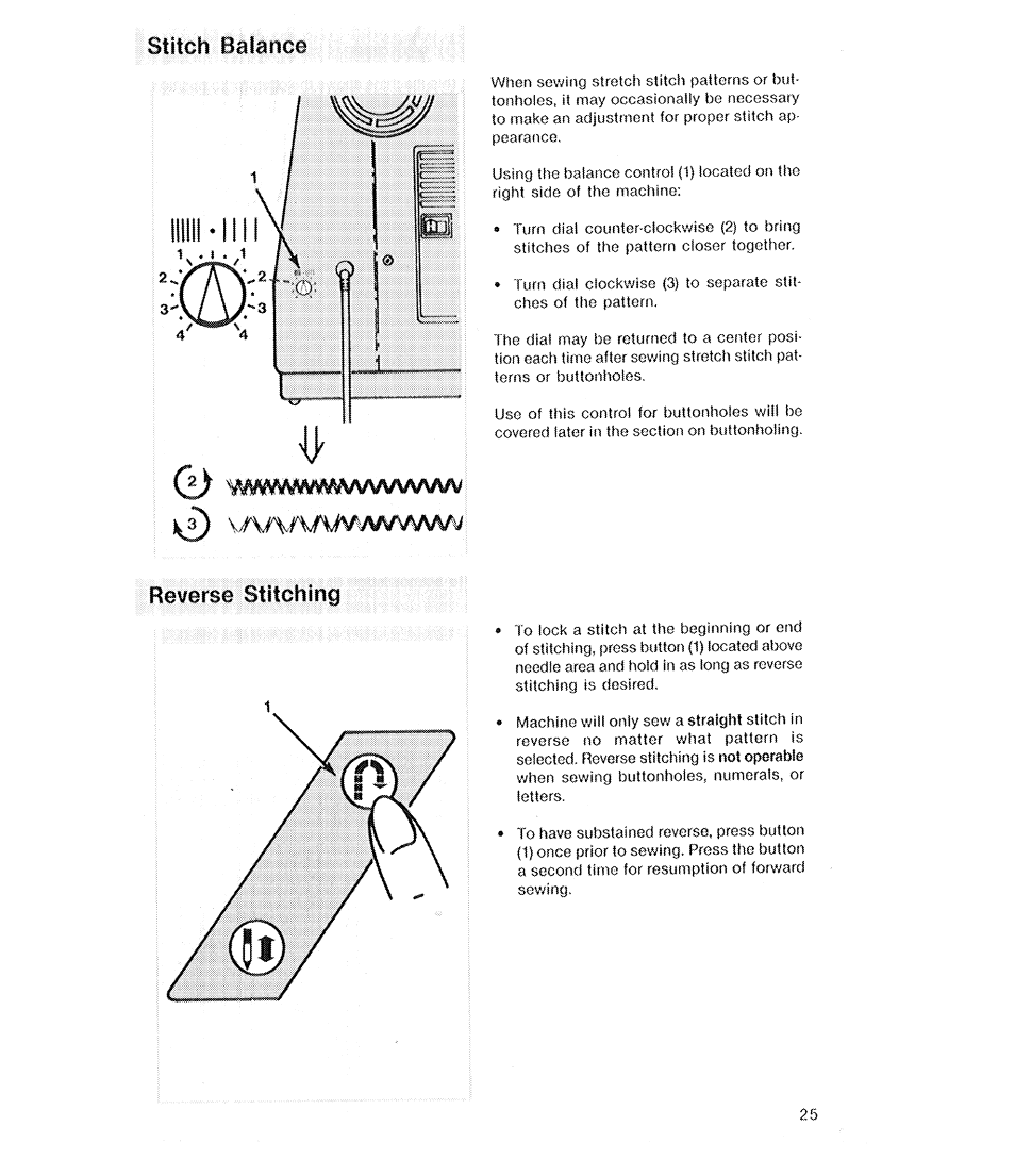 Stitch balance, Reverse stitching, Balance | Stitch | SINGER 2210 Athena User Manual | Page 27 / 52