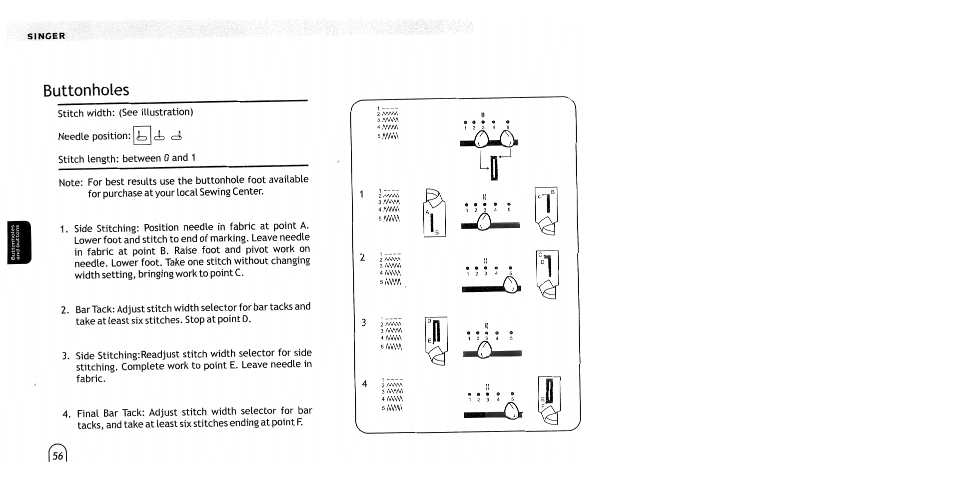 Buttonholes | SINGER 2517 Merritt User Manual | Page 59 / 80