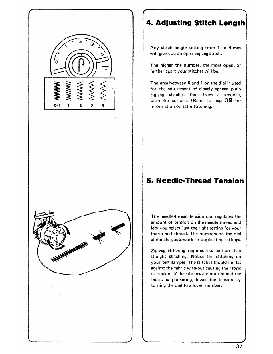 Adjusting stitch length, Needle-thread tension | SINGER 3103 User Manual | Page 39 / 71