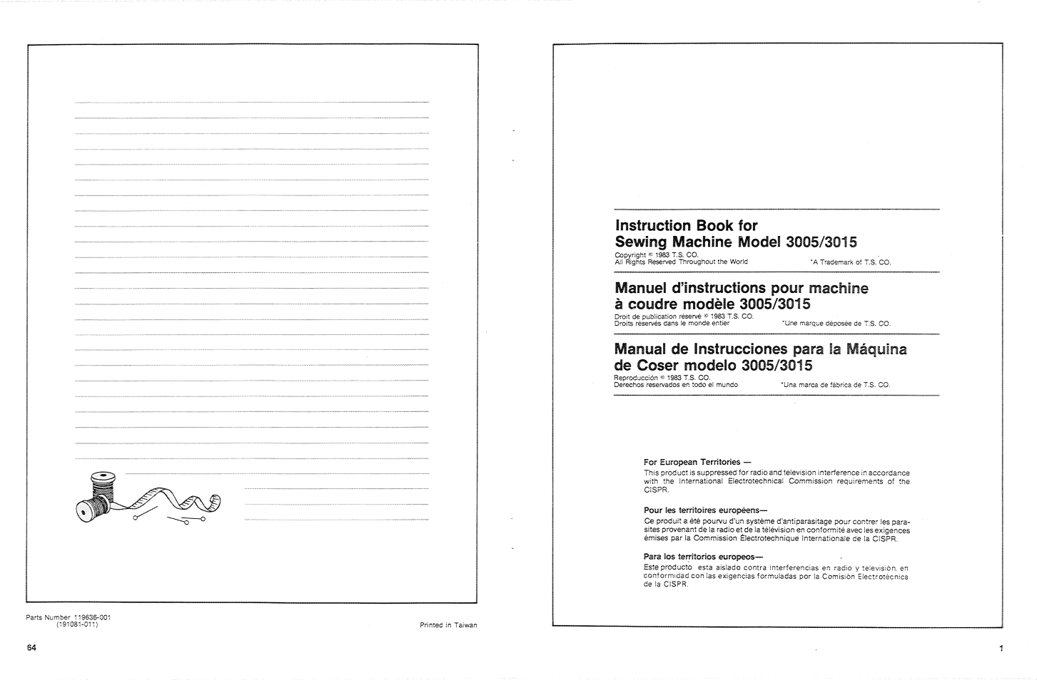 SINGER 3015 User Manual | Page 66 / 68