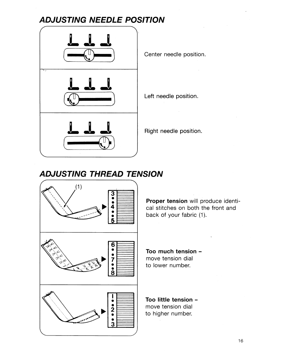 Adjusting needle position, Adjusting thread tension | SINGER 30518 User Manual | Page 21 / 36