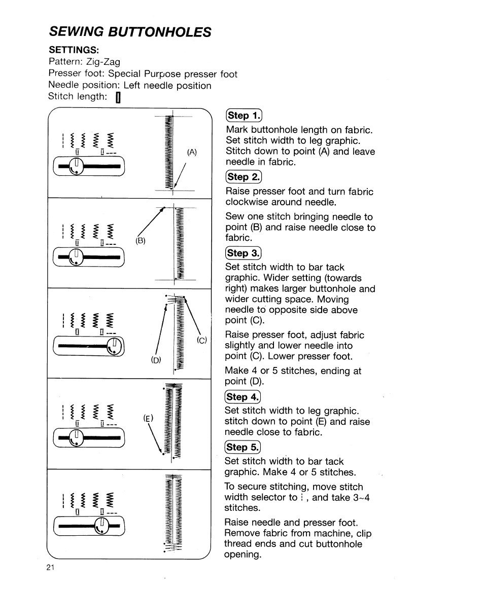 Sewing buttonholes | SINGER 30518 User Manual | Page 26 / 36