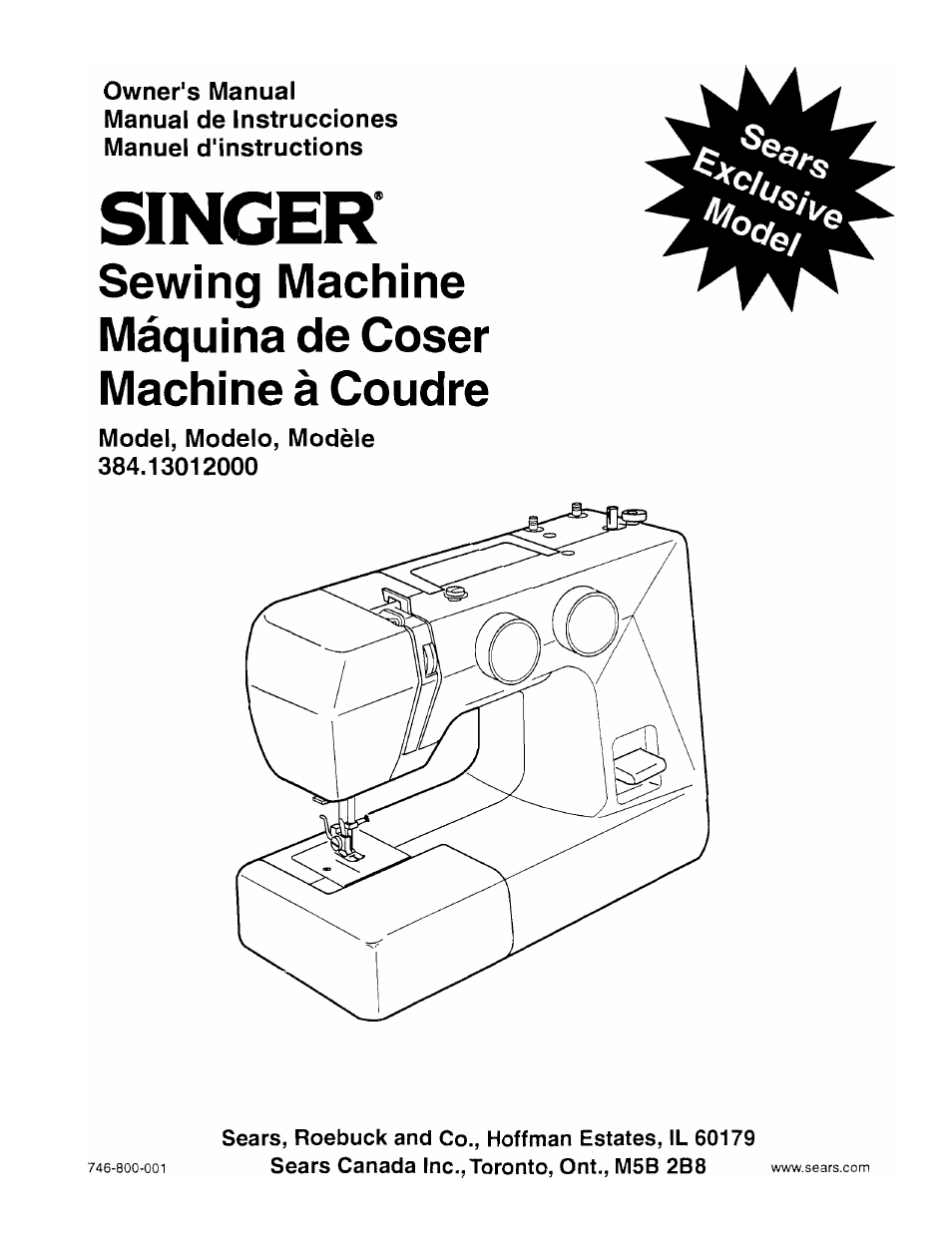 SINGER 384.13012 (Sold at Sears) User Manual | 79 pages