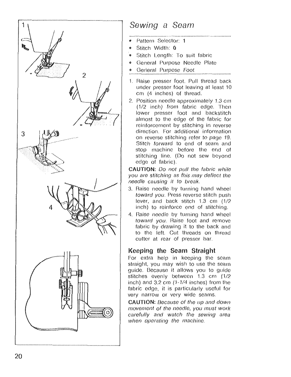 Sewing a seam | SINGER 4022 User Manual | Page 22 / 56
