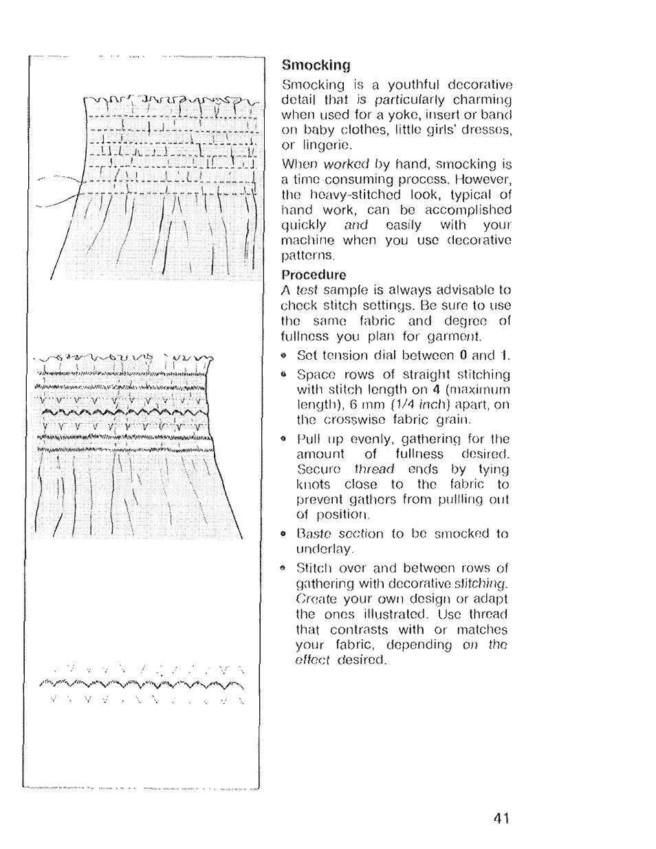 Smocking, Ri/;f njf'iv.i | SINGER 4022 User Manual | Page 43 / 56