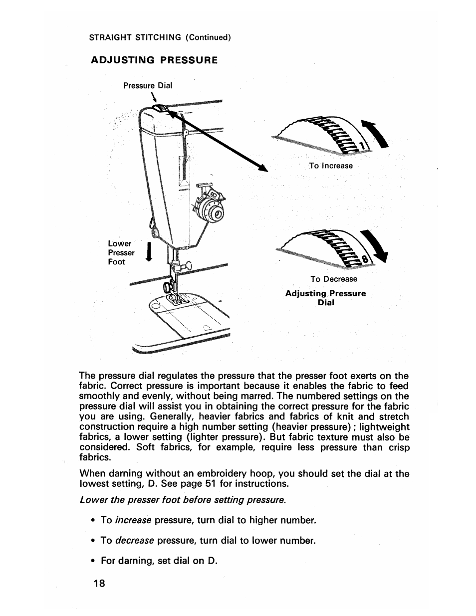 Adjusting pressure | SINGER 413 User Manual | Page 20 / 64