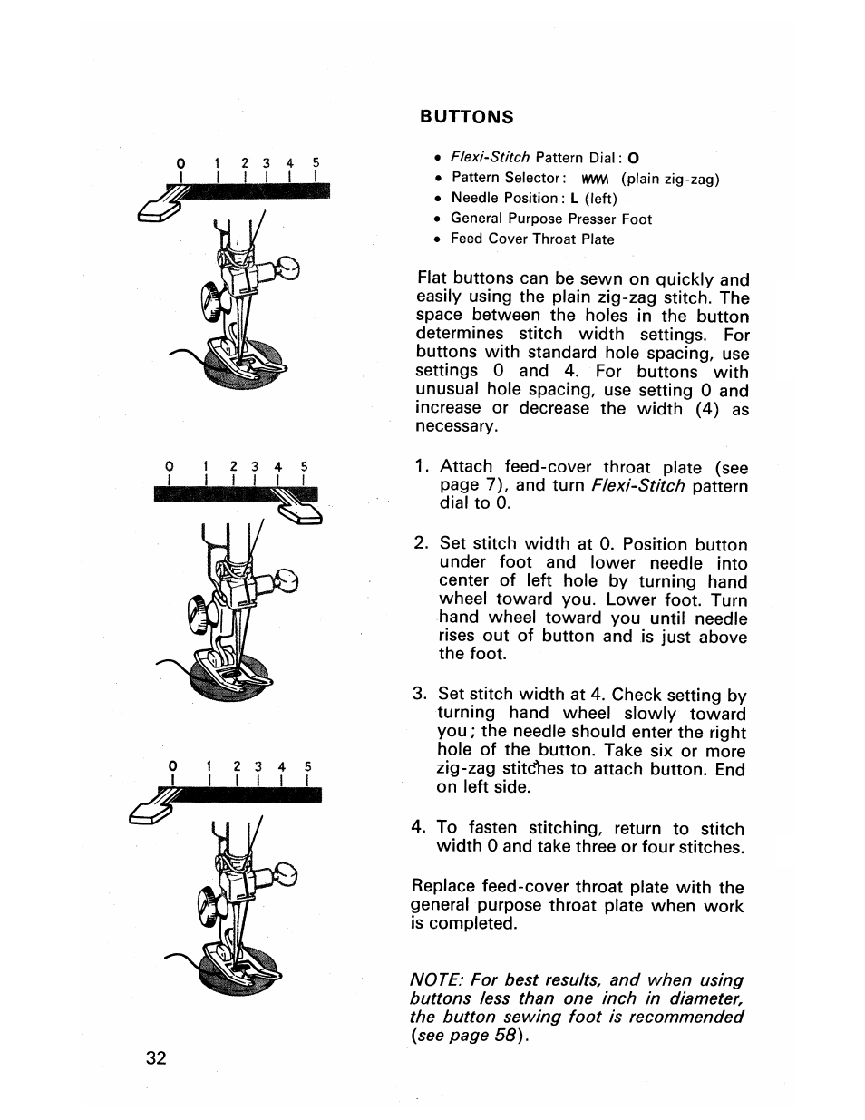 Buttons | SINGER 413 User Manual | Page 34 / 64