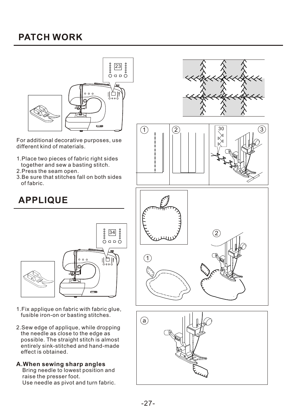 Patch work applique | SINGER 4166 User Manual | Page 29 / 104