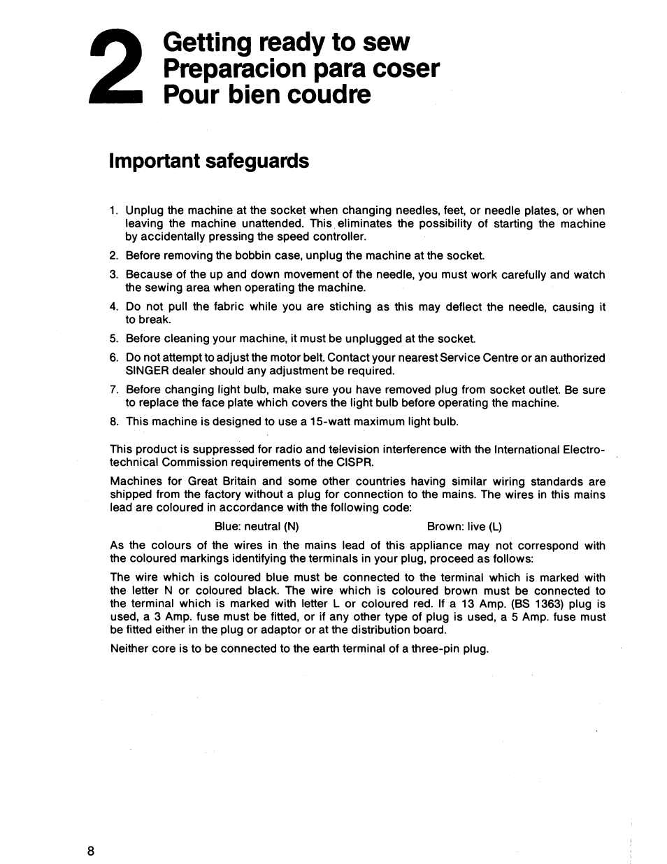 Important safeguards | SINGER 7011 User Manual | Page 10 / 78