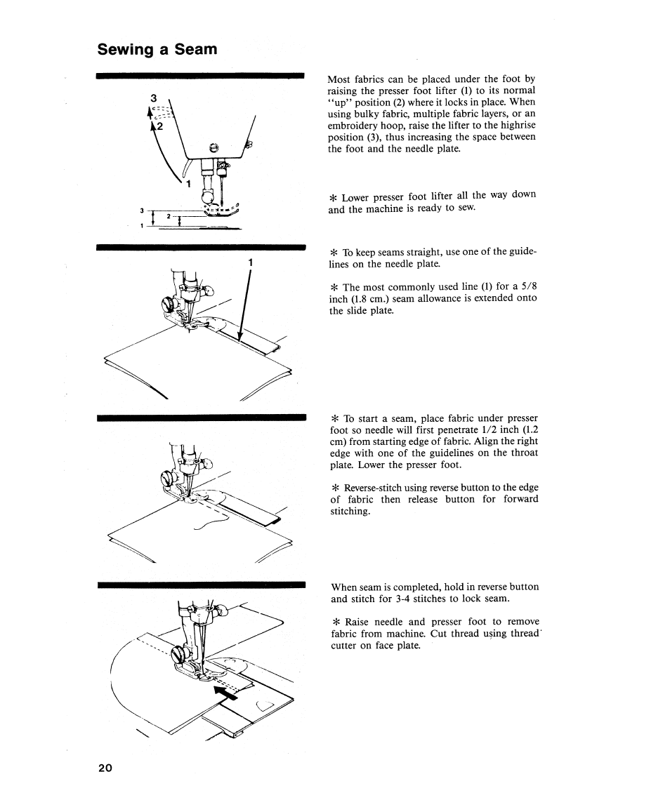 Sewing a seam | SINGER 484.1544180 (Sold at Sears) User Manual | Page 22 / 36