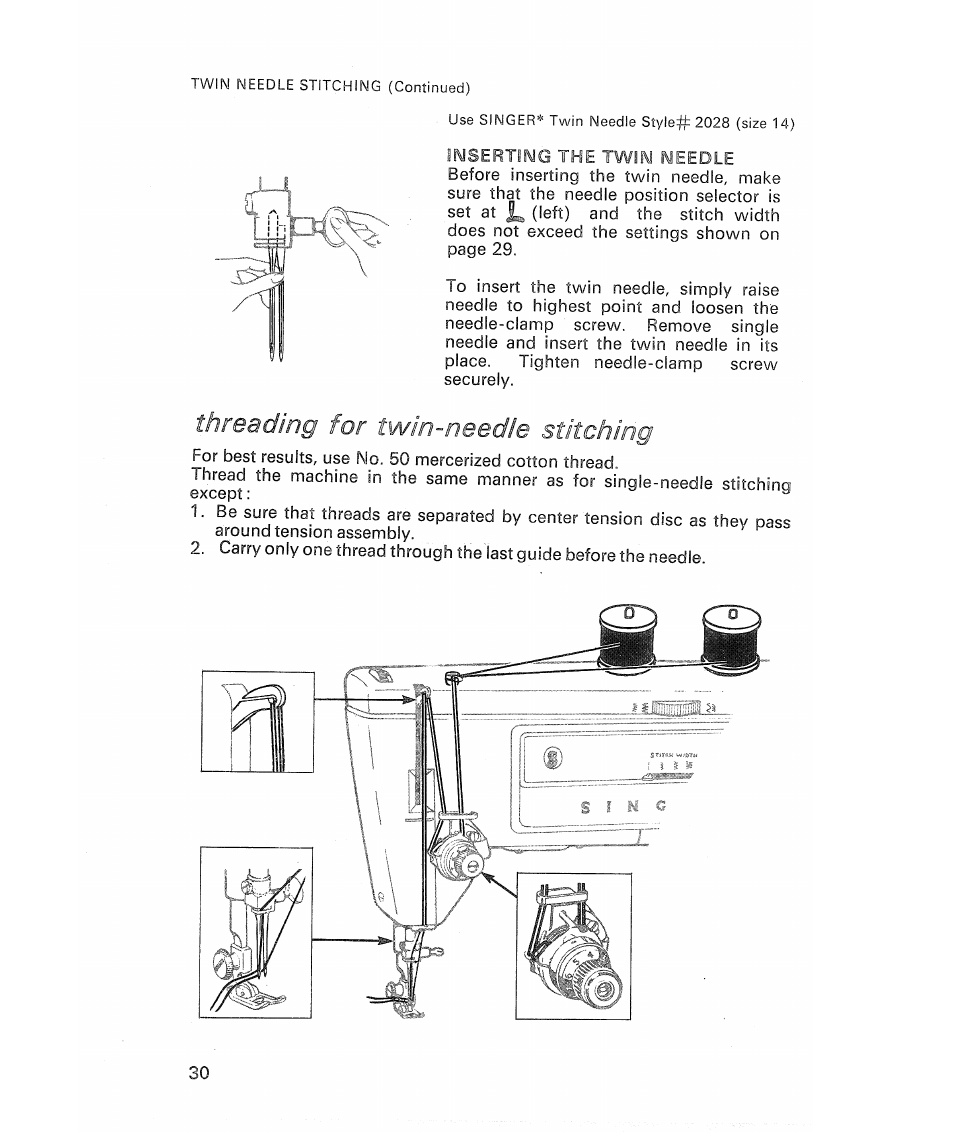 Threading for twin-needle stitching | SINGER 513 Stylist User Manual | Page 32 / 64