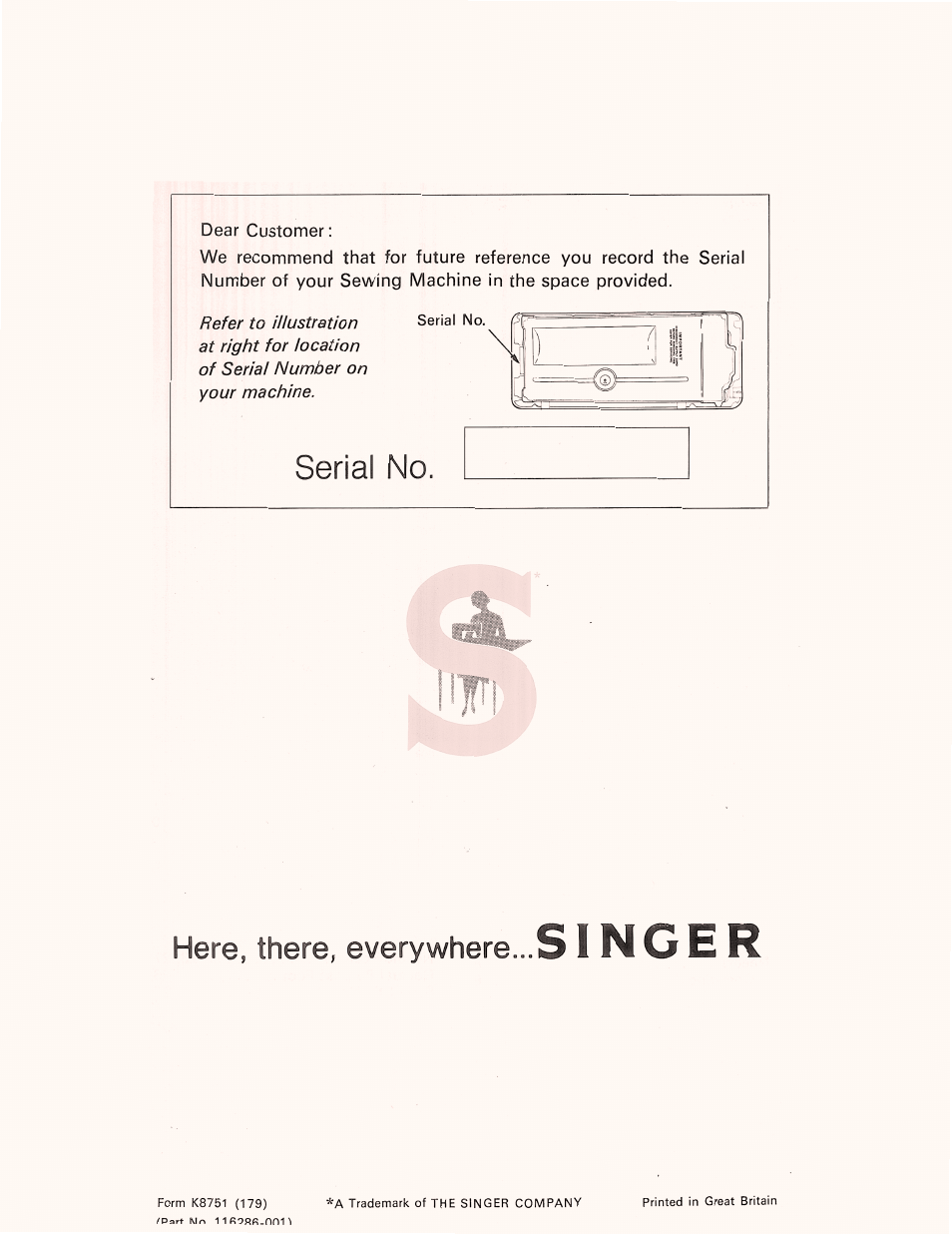 Serial no. here, there, everywhere | SINGER 513 Stylist User Manual | Page 63 / 64
