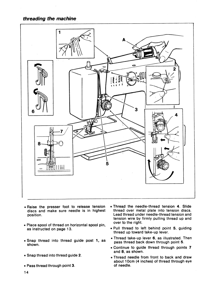 Threading the machine | SINGER 5147 User Manual | Page 16 / 42