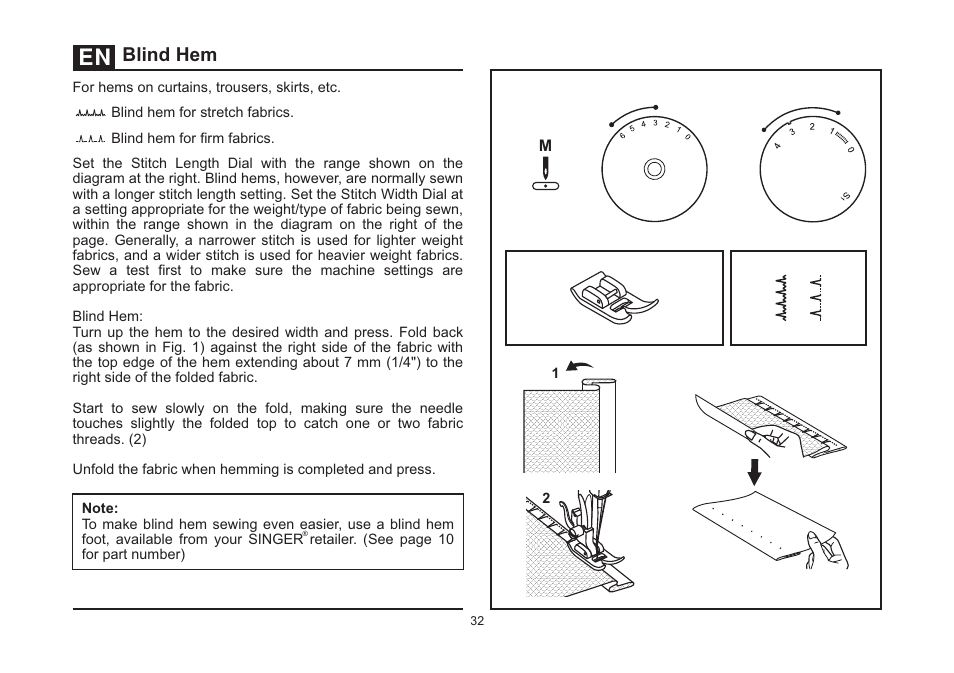 Blind hem | SINGER 5511 User Manual | Page 39 / 63
