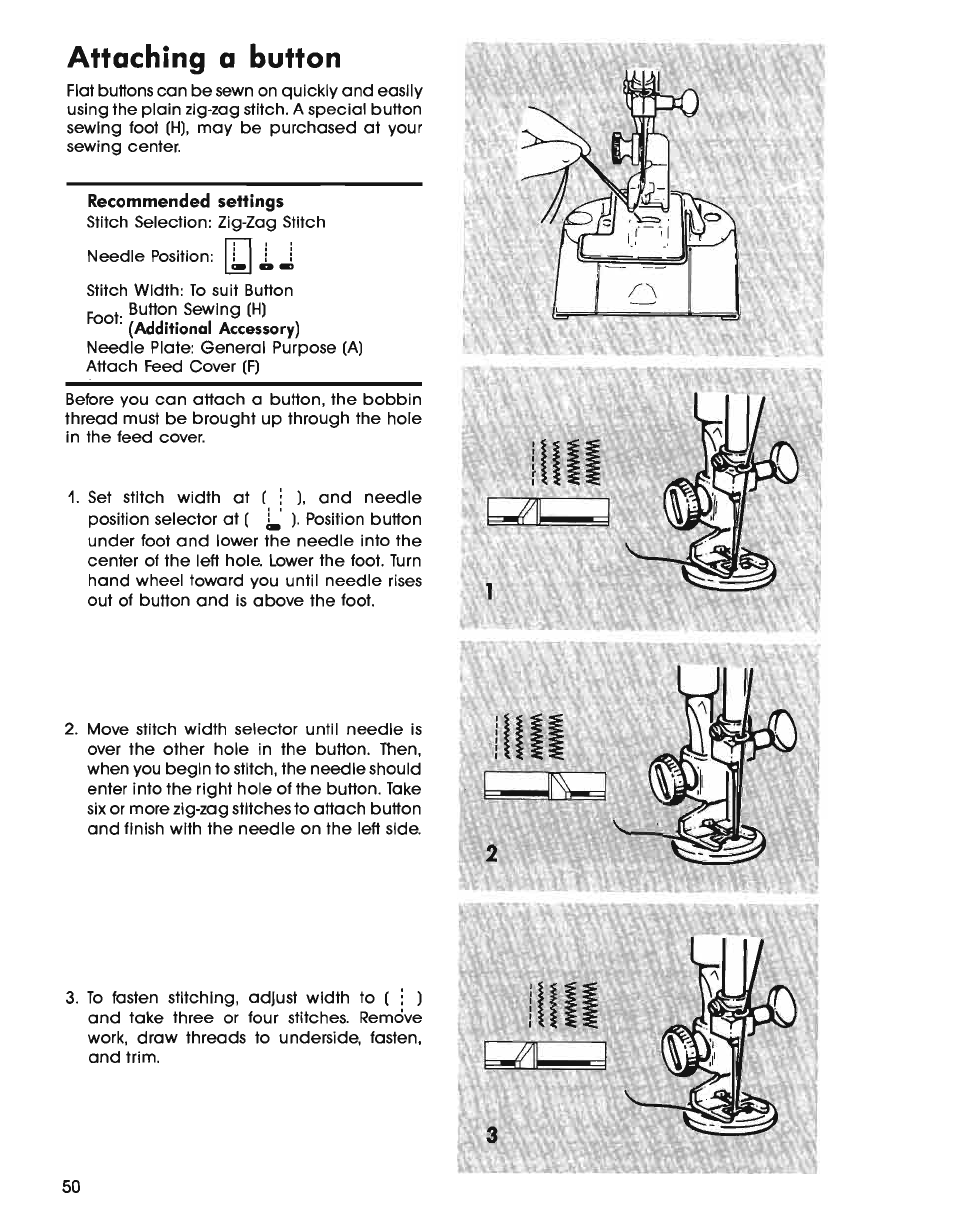 Attaching a button | SINGER 7025 User Manual | Page 52 / 78
