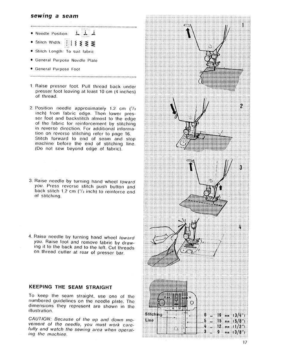 Sewing a seam, Keeping the seam straight | SINGER 6110 User Manual | Page 18 / 41