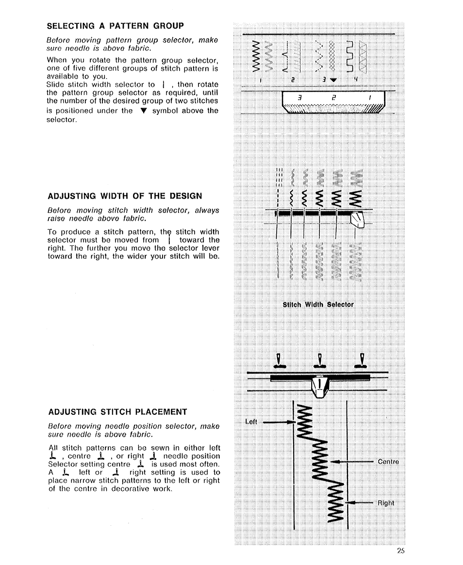 Adjusting width of the design, Adjusting stitch placement | SINGER 6110 User Manual | Page 26 / 41