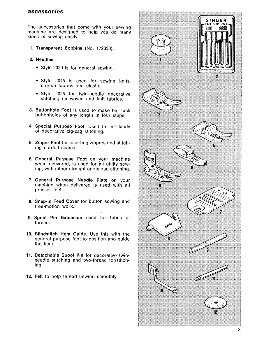Accessories | SINGER 6110 User Manual | Page 4 / 41
