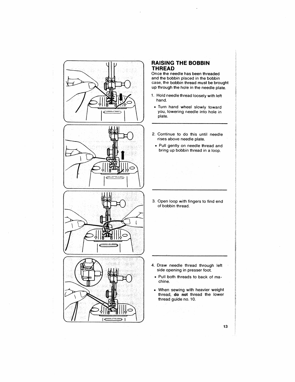 Raising the bobbin thread, Raisingtho^bobbin thread | SINGER 6211 User Manual | Page 15 / 36