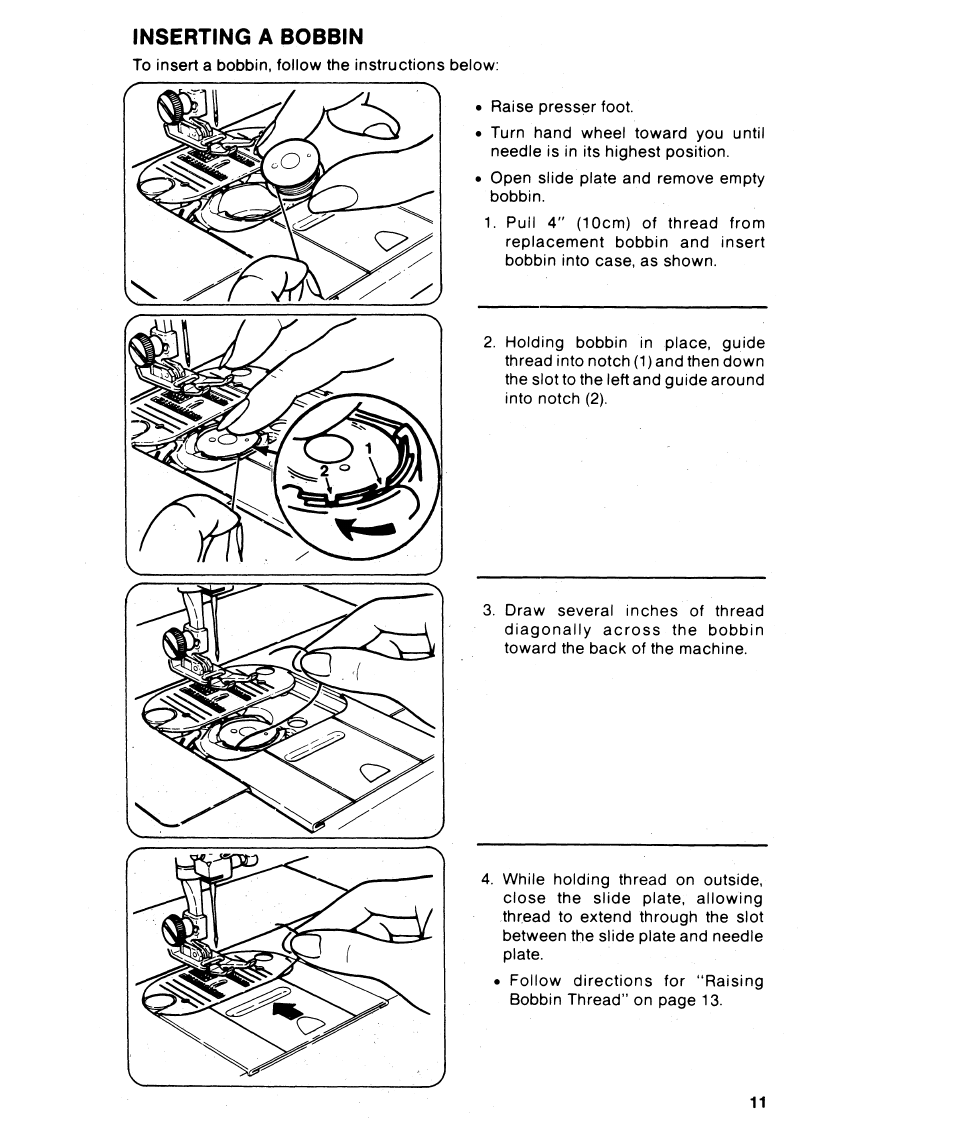 Inserting a bobbin | SINGER 6215 User Manual | Page 13 / 48