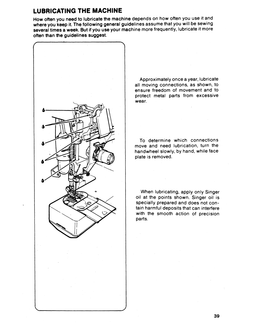 Lubricating the machine | SINGER 6215 User Manual | Page 41 / 48