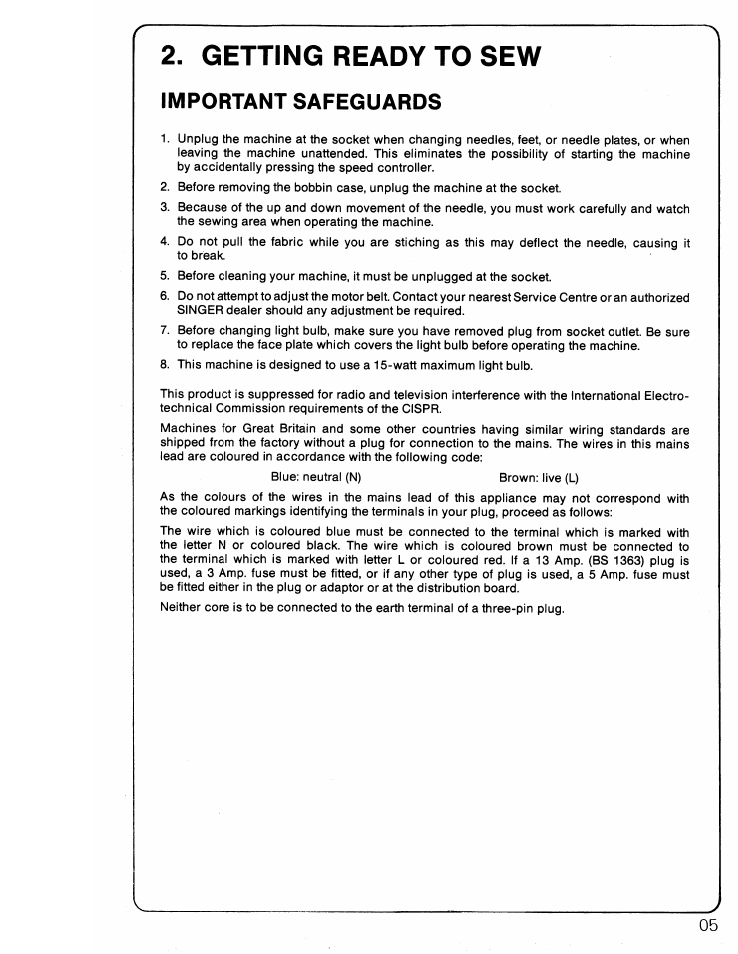 Getting ready to sew, Important safeguards | SINGER 6217 User Manual | Page 7 / 48