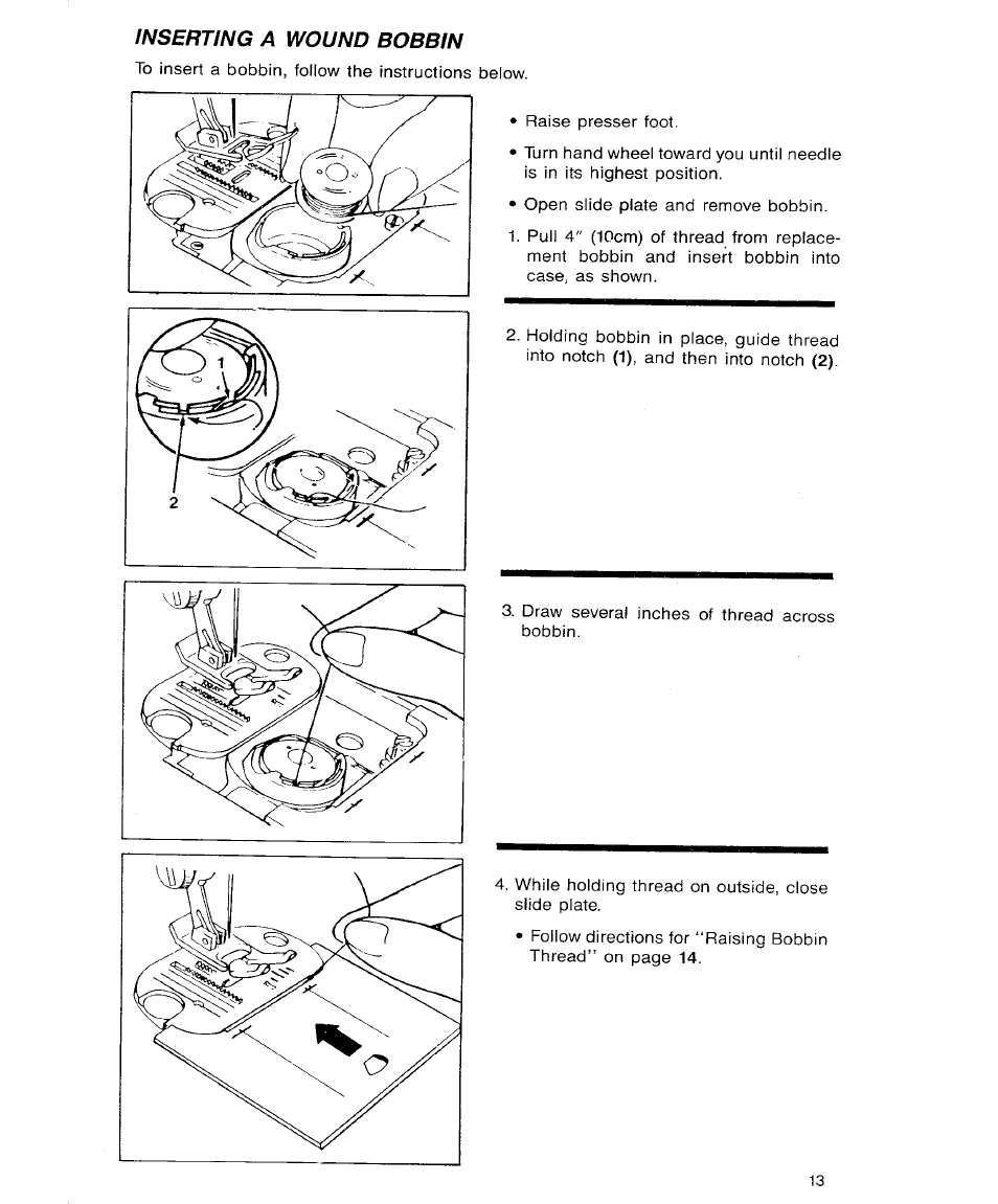 Inserting a wound bobbin | SINGER 9113 User Manual | Page 15 / 40