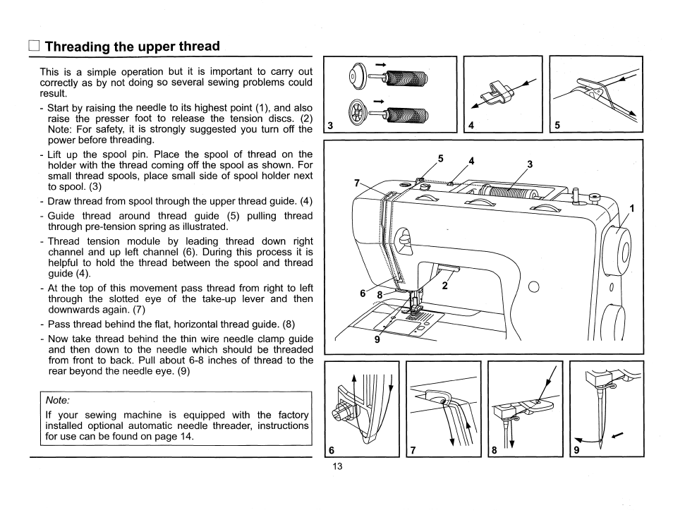 Threading the upper thread | SINGER 6510 Scholastic User Manual | Page 16 / 54