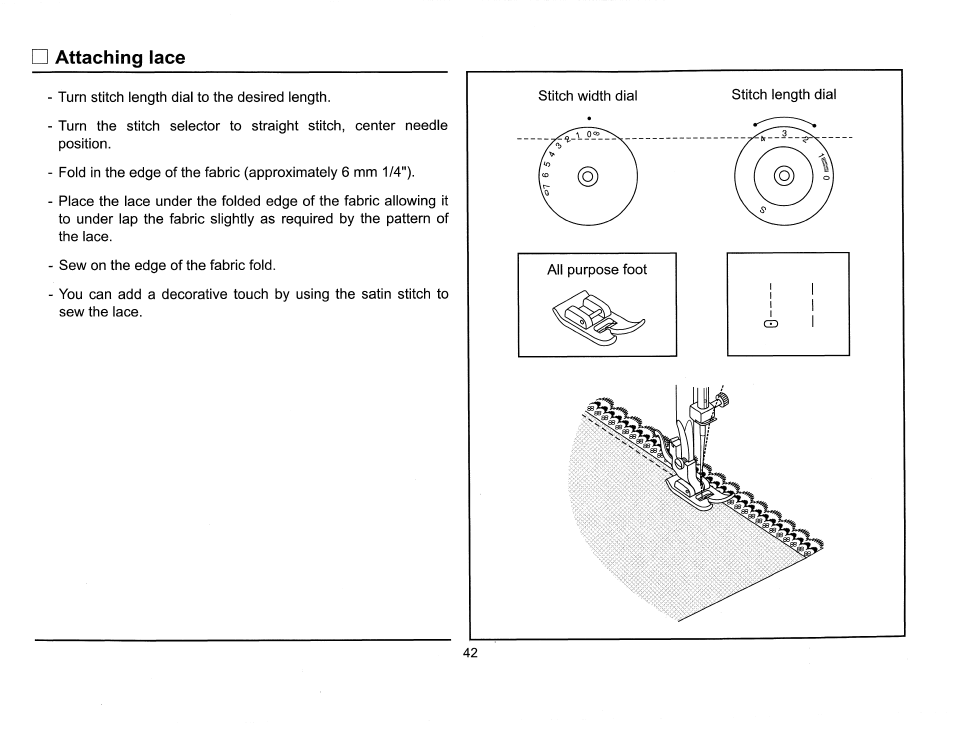 Attaching lace | SINGER 6510 Scholastic User Manual | Page 45 / 54