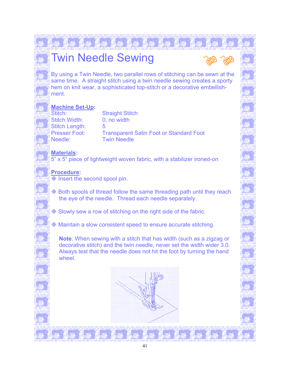 Twin needle sewing | SINGER 6550-WORKBOOK Scholastic User Manual | Page 45 / 59