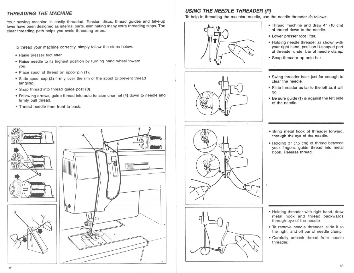 Using the needle threader (p), Using the needle threader | SINGER 9124 User Manual | Page 8 / 25