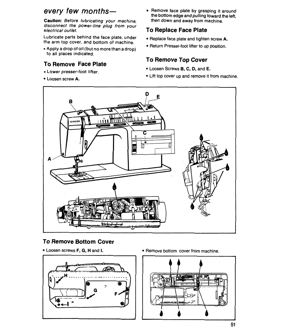 Every few months, C : ij- i y 1 | SINGER 8019 User Manual | Page 53 / 56