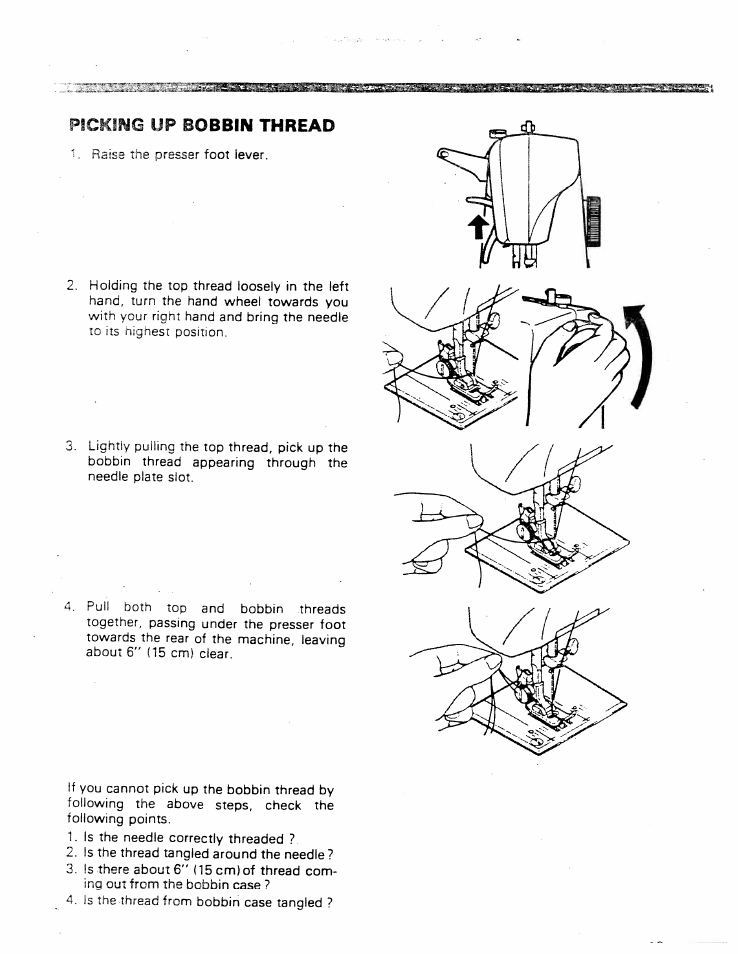 Pickiwg up bobbin thread | SINGER W ET 10 User Manual | Page 15 / 42