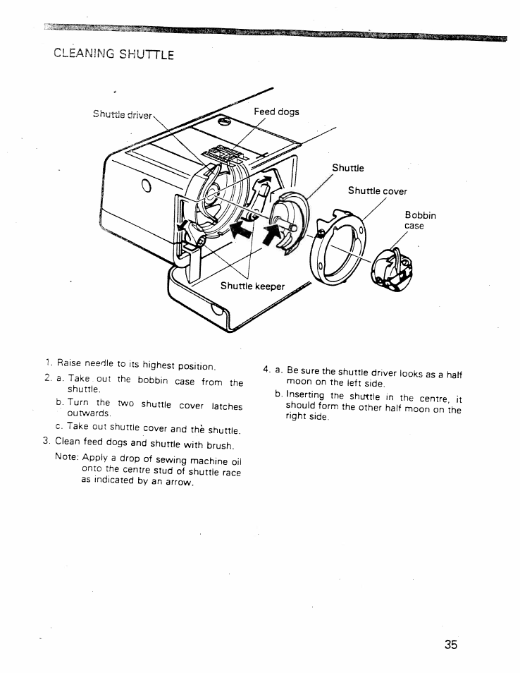 Shuttle, Cleaning | SINGER W ET 10 User Manual | Page 37 / 42