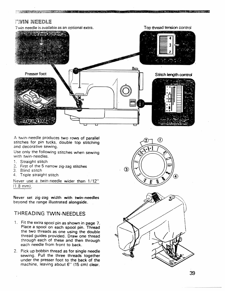 Threading twin-needles, Meedle | SINGER W ET 10 User Manual | Page 41 / 42