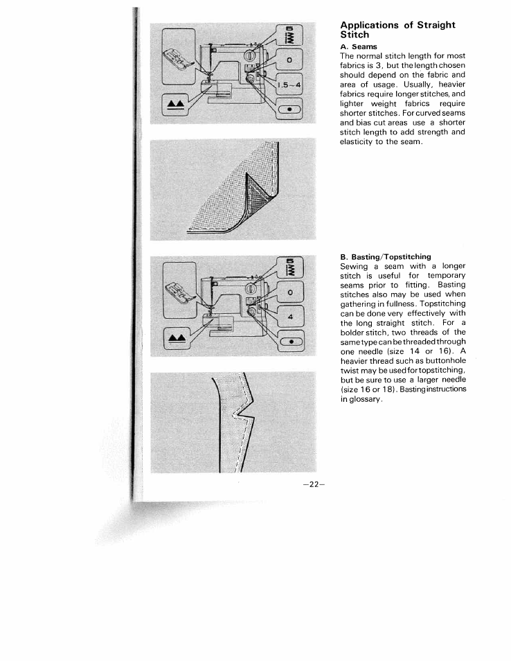 Applications of straight stitch | SINGER W1122 User Manual | Page 25 / 50