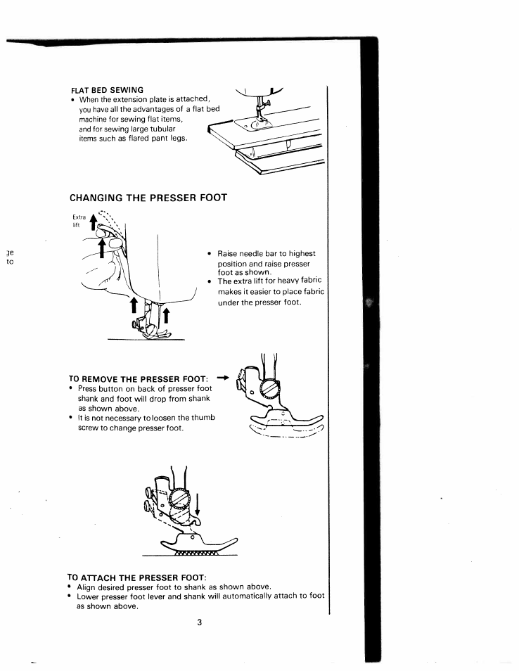 Changing the presser foot, To remove the presser foot, To attach the presser foot | SINGER W1240 User Manual | Page 4 / 49