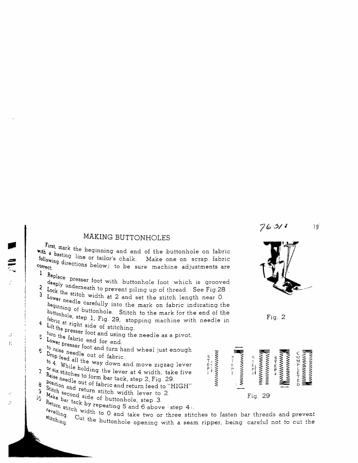 Making buttonholes | SINGER W1365 User Manual | Page 20 / 37
