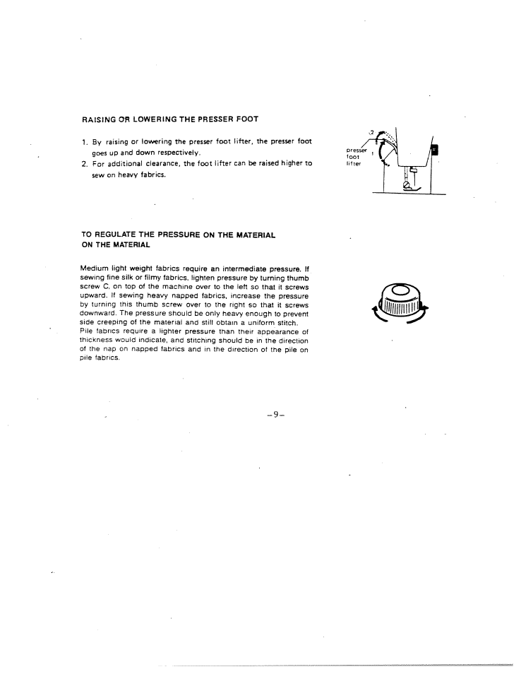 Raising or lowering the presser foot | SINGER W1410 User Manual | Page 12 / 38