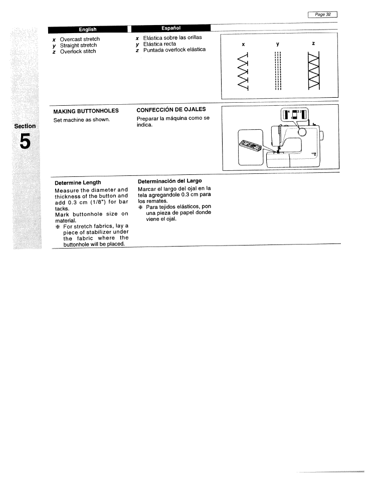 Determine length, Determinación del largo | SINGER W1425 User Manual | Page 41 / 62
