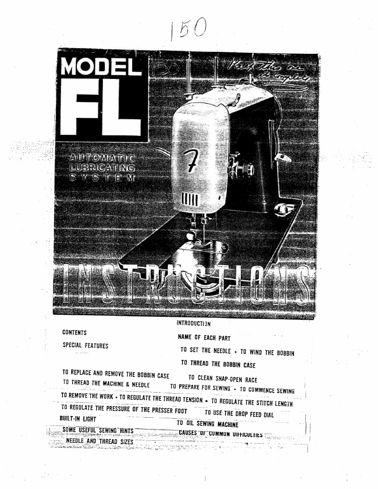 SINGER W150 FL User Manual | 24 pages