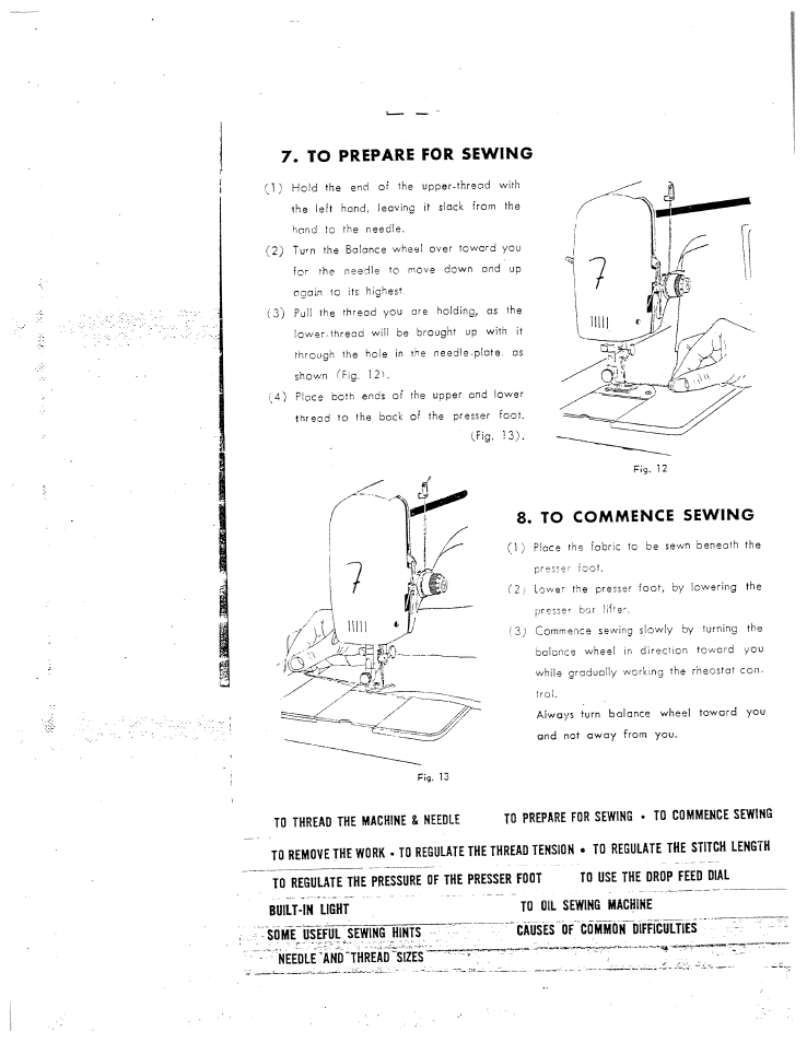 To prepare for sewing, To commence sewing | SINGER W150 FL User Manual | Page 14 / 24