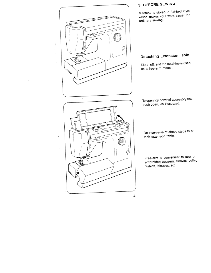 Detaching extension table | SINGER W1523 User Manual | Page 6 / 30