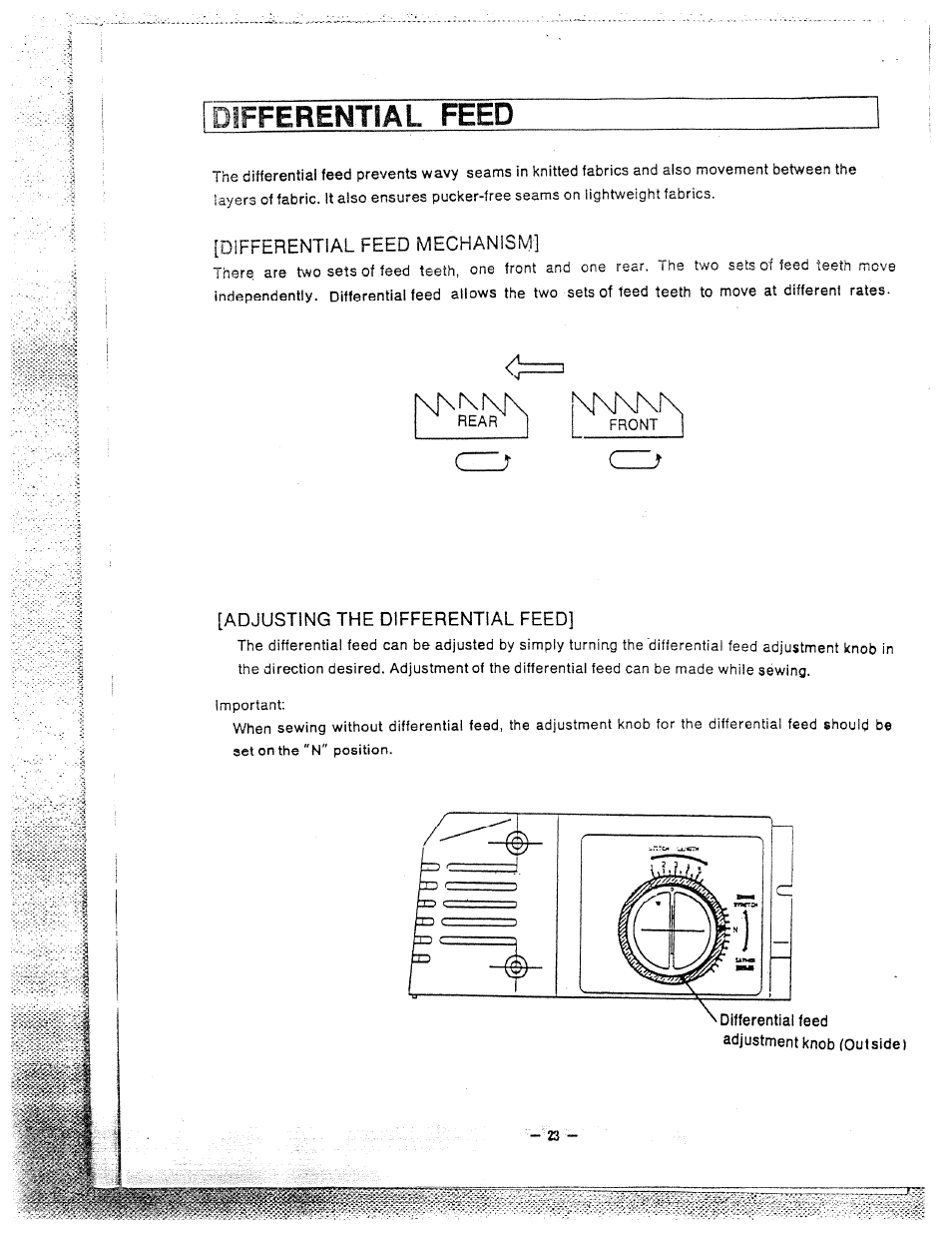 Differential feed, Differential feed -24, Nm\k | SINGER W1600 User Manual | Page 24 / 28